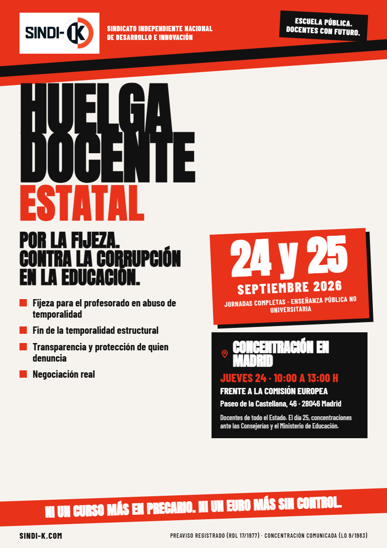 SINDI-K HUELGA DOCENTE ESTATAL · 24 Y 25 DE SEPTIEMBRE DE 2026 Guía práctica: preguntas y respuestas frecuentes - SINDI-K
